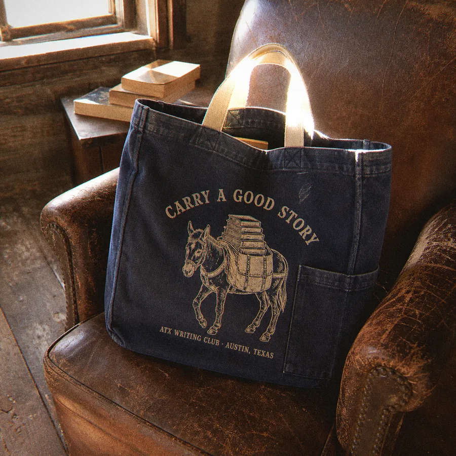 The Carry a Good Story Tote — Washed Indigo